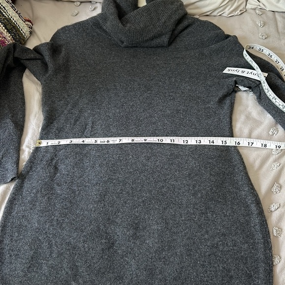 Knyt and lynk Cowl Neck Cashmere Sweater Dress Charcoal Gray M - Picture 8 of 9